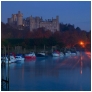 slides/First Light.jpg west sussex dawn winter autumn river arun arundel castle stream moat boat flowing cold blue warm water moorings first light reflection First Light